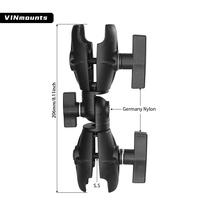 VINmounts 8.1인치 더블 소켓 스위블 암, 1.5인치/C 사이즈 / 38mm 볼 마운트 액세서리와 호환, RAM과 호환 가능