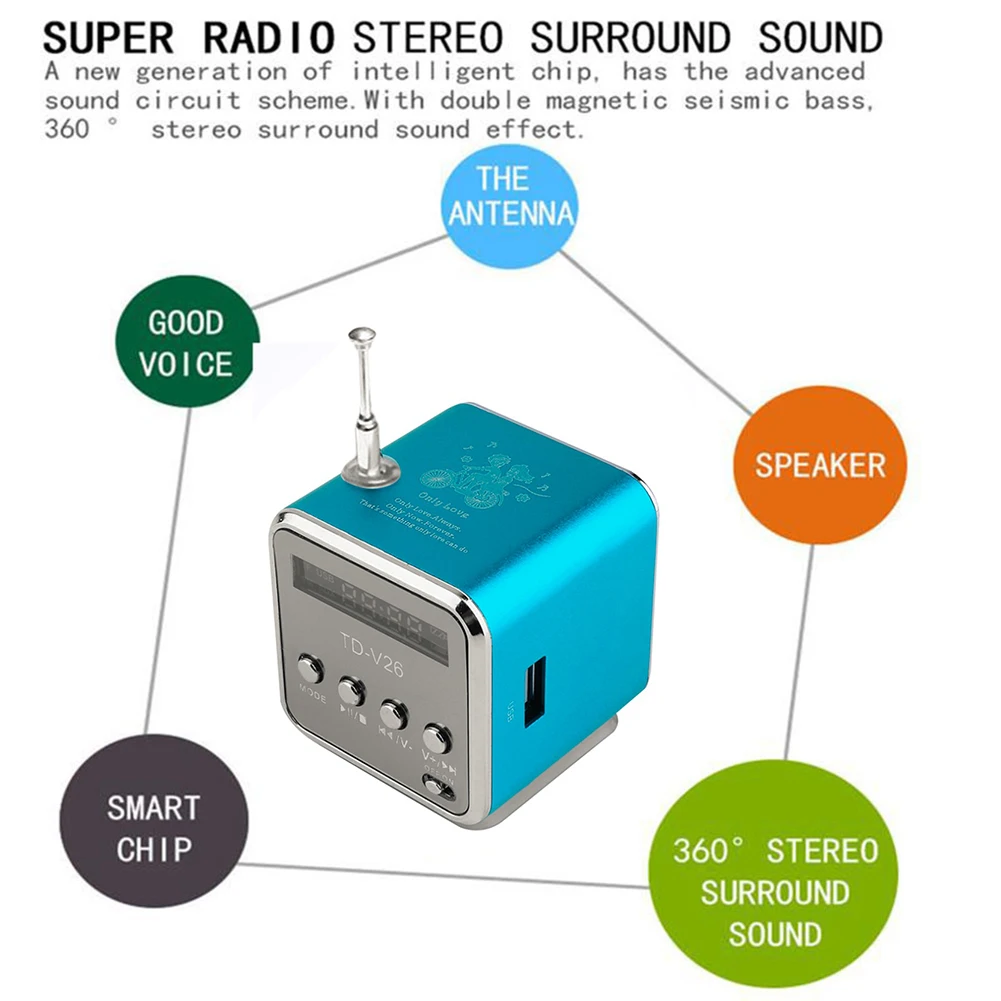 Portable Mini Bluetooth Speaker with FM Radio and LED Display