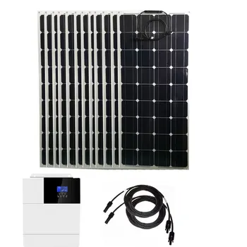 Solar Panel Kit Complete 5000W 220V 110V Flexible Solar Panel 100W UPS Hybrid Inverter Off Grid System 4HP Farm Car Caravan