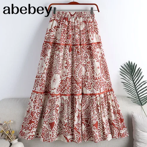 Pleated Skirts Women Spring Autumn Skirt High Waist Print Midi Skirts Womens Velvet Skirt Maxi Long Skirts Femme Faldas Mujer maxi skirt Skirts