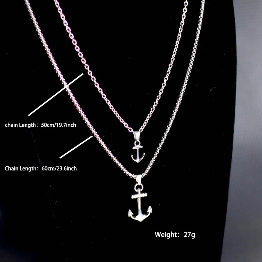 Stainless Steel Anchor Pendant Necklace for Men