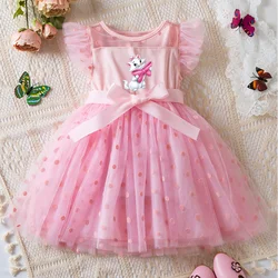 Marie Cat Summer Baby Girl Princess Dress Mesh Skirt Summer Sleeveless Clothes Wedding Party Dresses 2-6Y