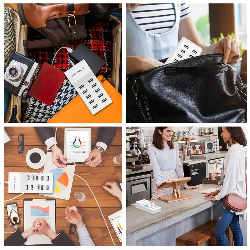 شاحن USB 10 منافذ USB محطة شحن للأجهزة المتعددة 50...