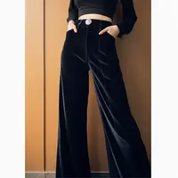 Velvet Fleece Thick Wide Leg Women Autumn Winter Simplicity Office Lady Solid Color Straight Fashion All-match Casual Trousers 2