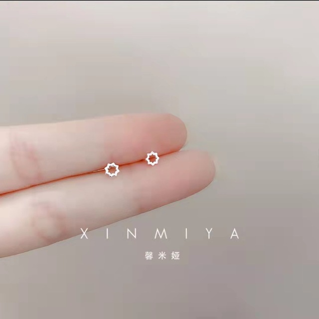 Sterling Silver Korean Mini Small Love Cross Stars Stud Earrings for Women Student Teen Banquet Wedding Jewelry Accessories