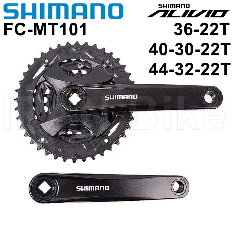 Pédalier Vélo VTT Shimano FC-MT101 2x9 Vitesses - 170mm, 22-36T - Avec Boîtier BB-UN101