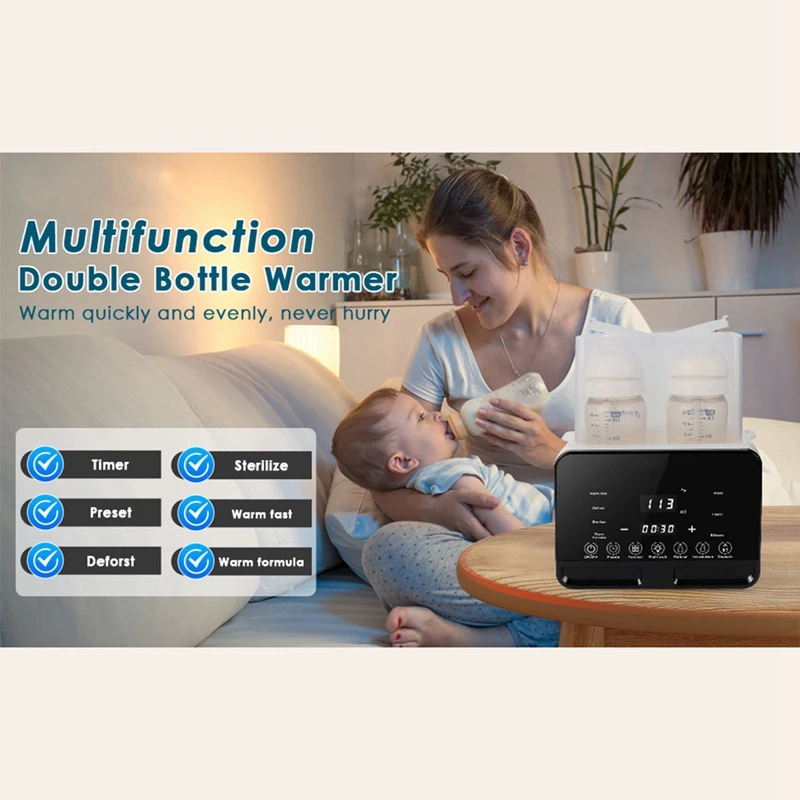Bottle Warmer 1 Piece Multifunction Double For Breastmilk/Formula For All Bottles With Temperature Control EU Plug