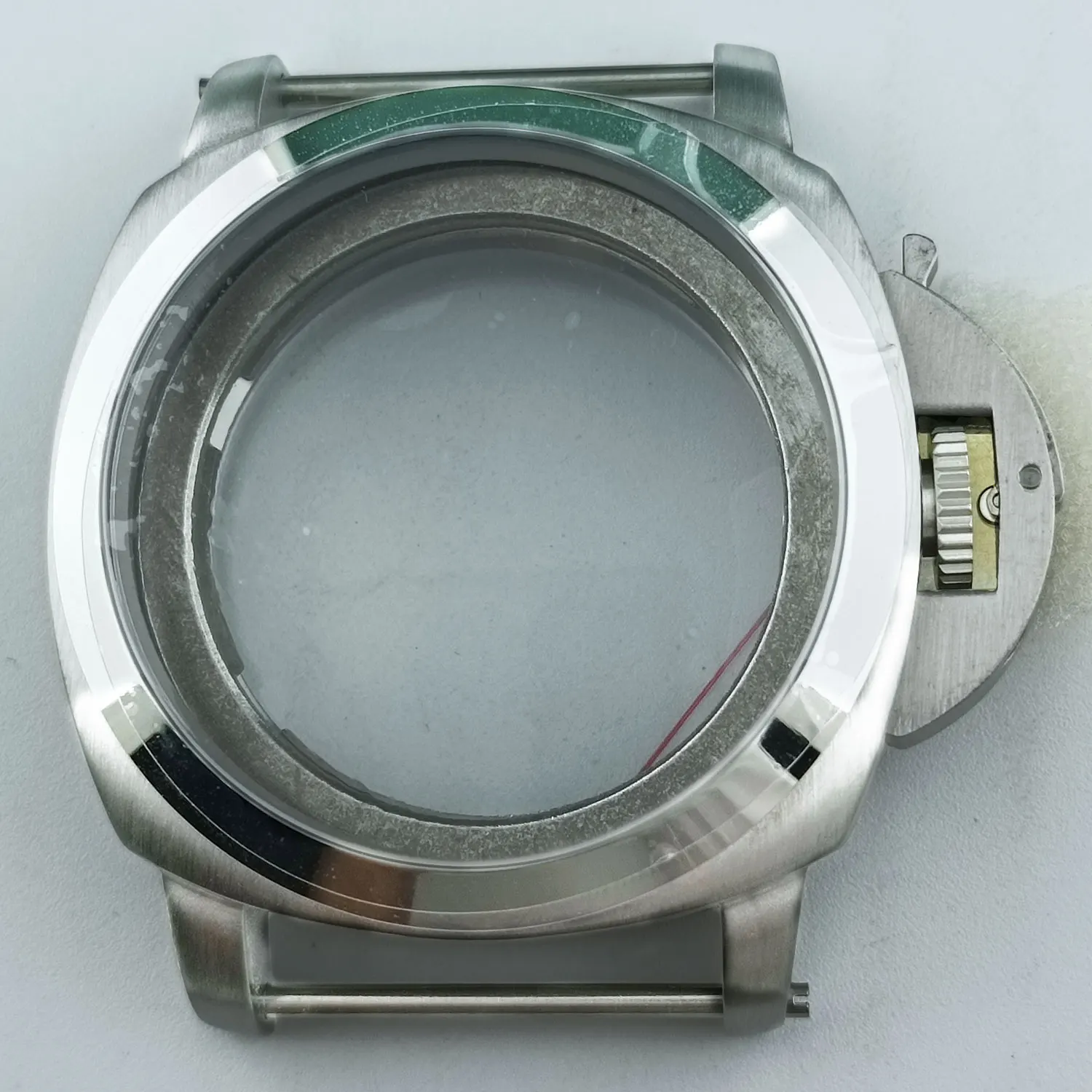 Silver Brushed Sapphire Glass Stainless Steel Watch Case, 45mm - Premium Watch Accessory