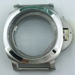 Brushed Black Sapphire Glass Stainless Steel Watch Case - 45mm (Silver)