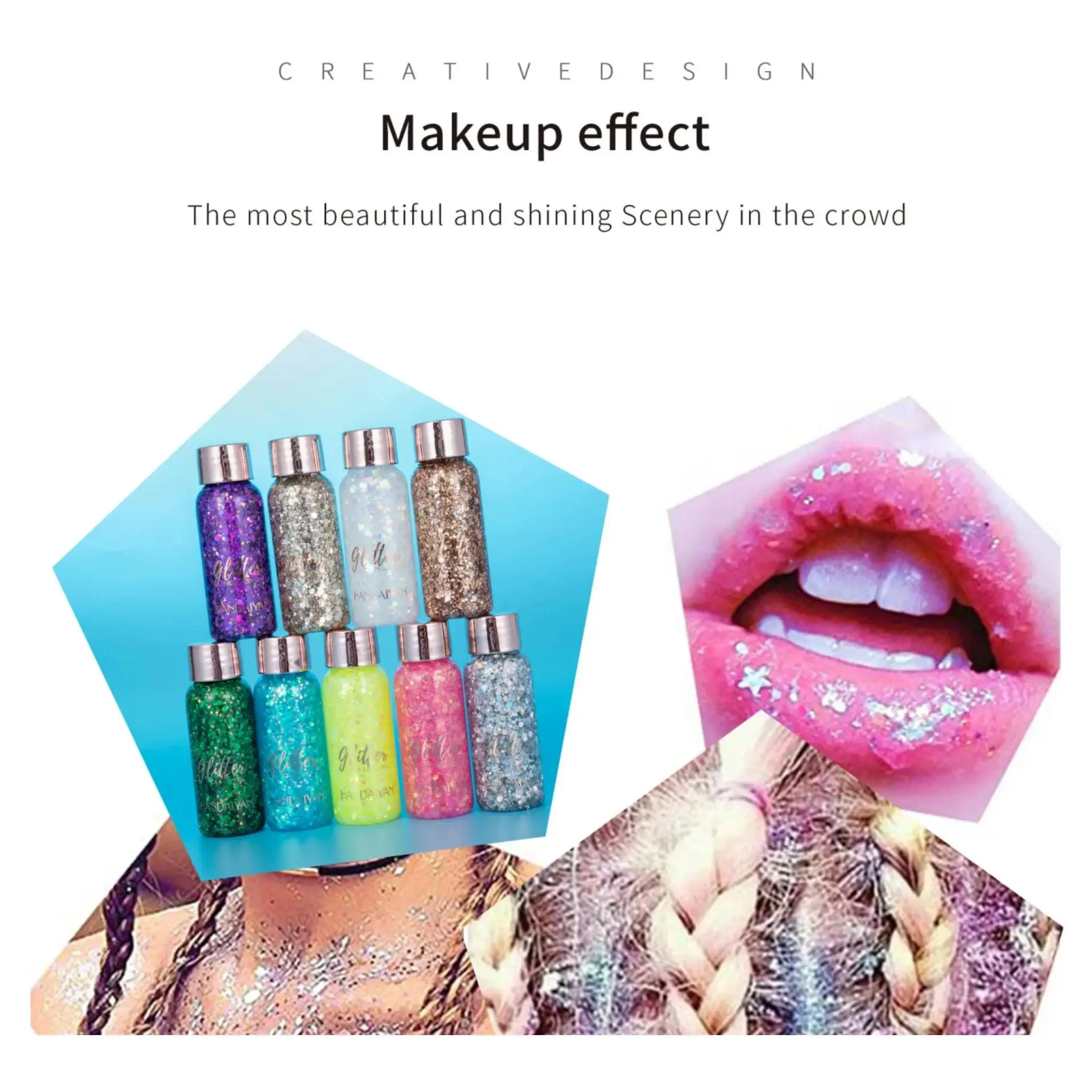 Vibrant 9-Color Glitter Gel for Multi-Purpose Party Makeup