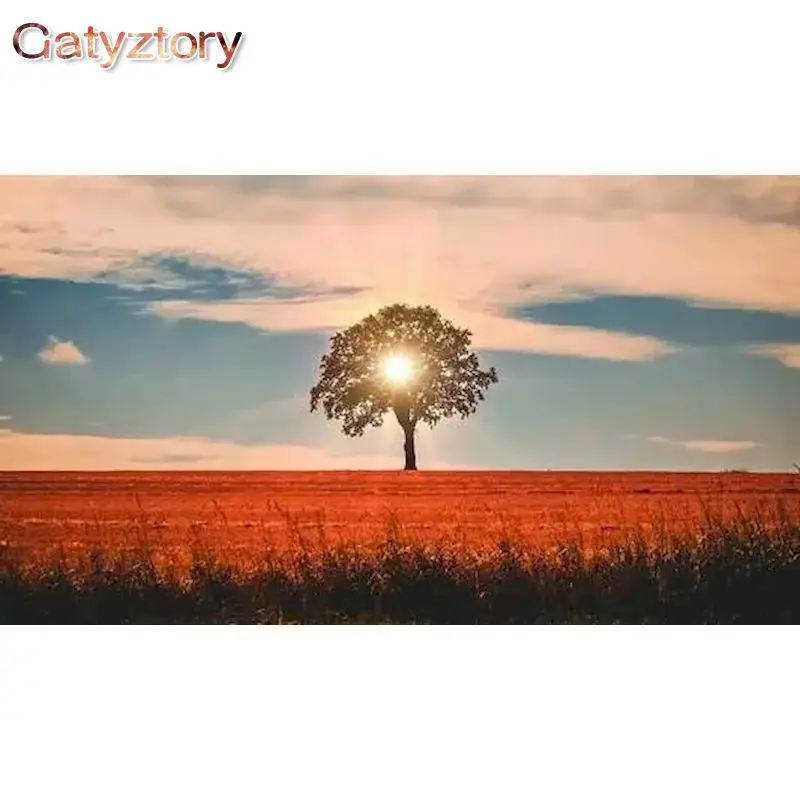 

GATYZTORY Acrylic Painting By Numbers With Frame Coloring By Numbers Streams Spring Landscape Canvas Painting For Adults DIY Gif
