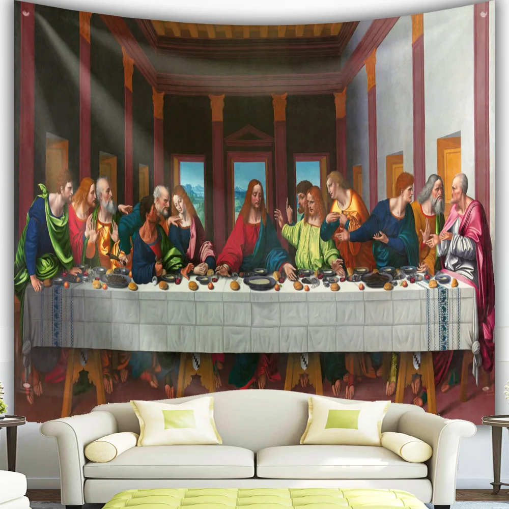 Tapestry Decorations Last Supper Tapestry Christ Jesus Easter Catholic Religion Wall Hanging Room Decor Christmas Decoration Large Fabric Tapestries