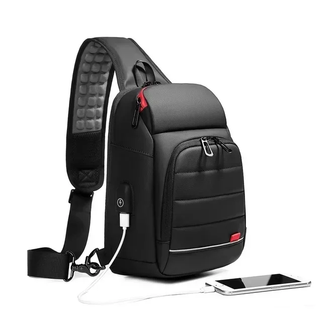 Waterproof Messenger Bag with USB Charging for Men