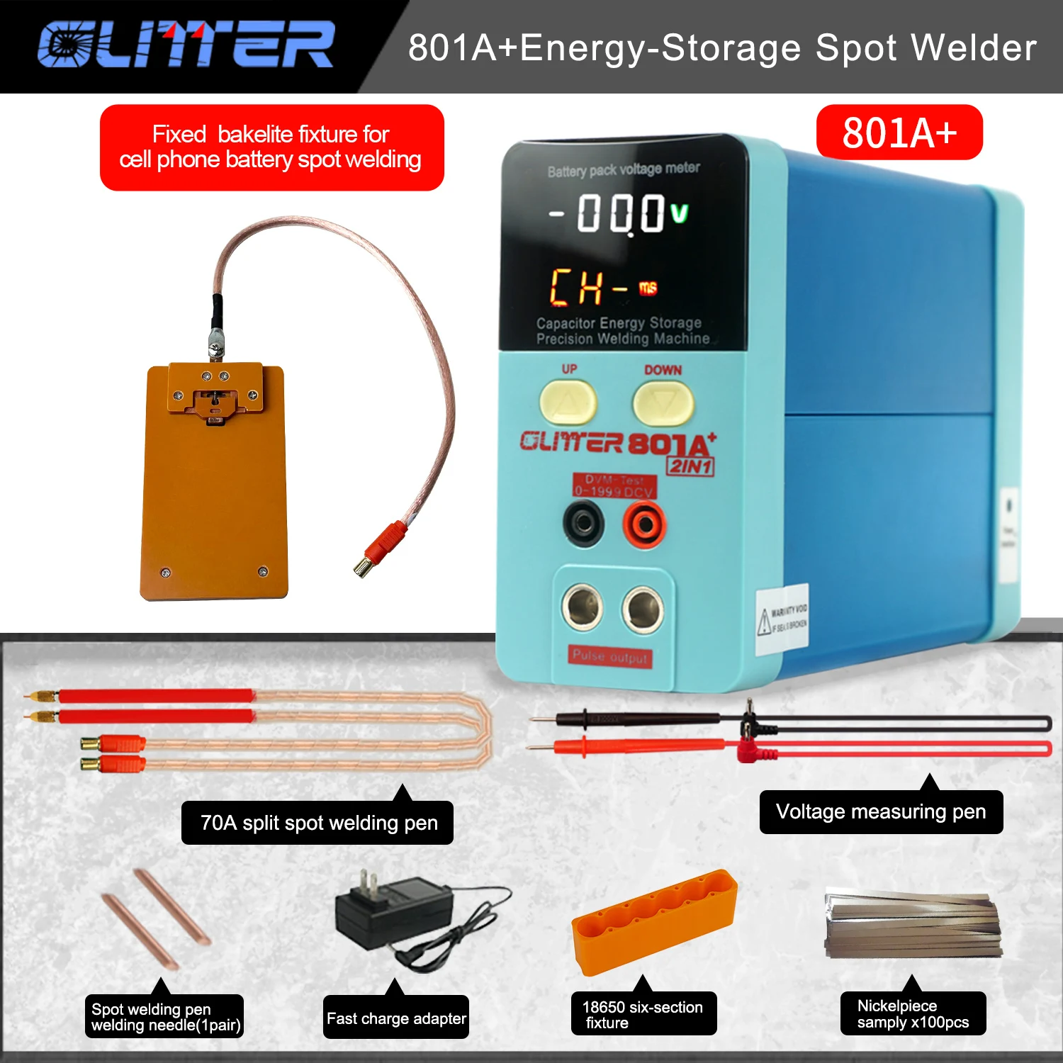 11.6KW Glitter 801A+ Spot Welder Household DIY 18650 Handheld Capacitor Energy Storage Spot Welder Mobile Phone Battery Repair 2