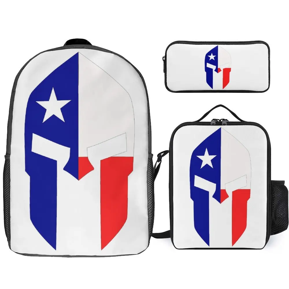 

Spartan Sparta Warrior Helmet 19 3 in 1 Set 17 Inch Backpack Lunch Bag Pen Bag Schools Graphic Vintage Durable Toothpaste Snug