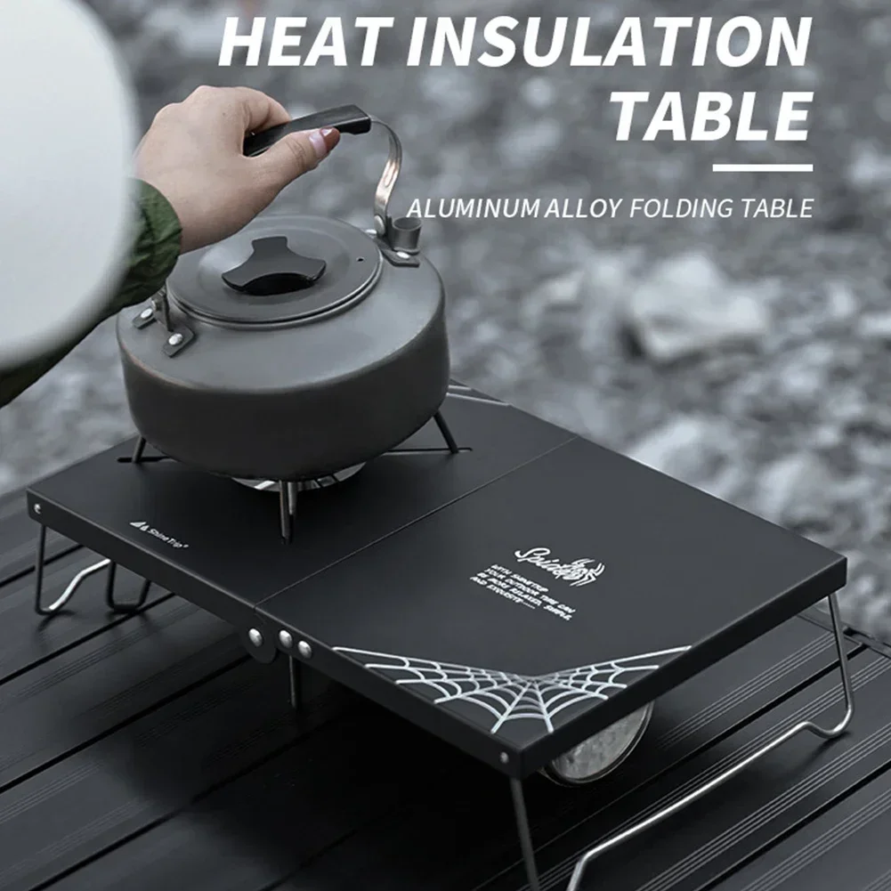 

Mini Camping Table with Heat Gas Stove Holder, Foldable Outdoor Stove Compatible SOTO ST-310 / ST330 / CB-JCB / TRB250