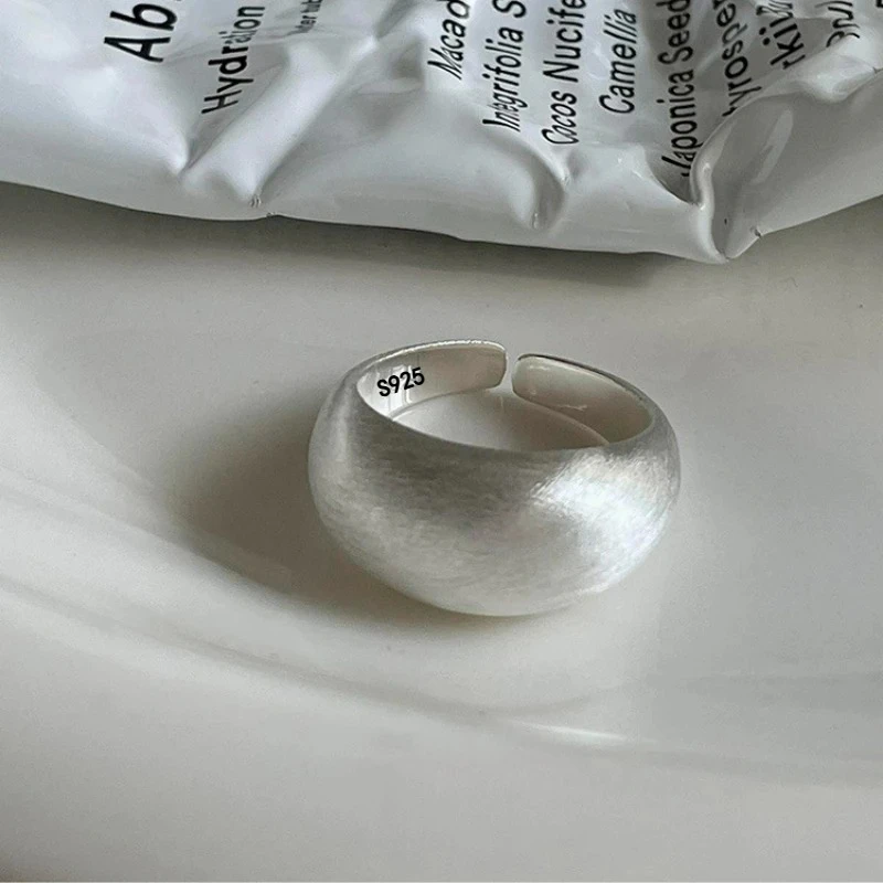 925 Sterling Silver Oval Ring Women Adjustable Open Vintage Ring Party Birthday Gift
