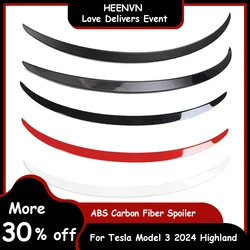 Heenvn Car ABS Spoiler Carbon Fiber For Tesla New Model 3 2024 Highland Original High-performance Exterior Model3 Accessories