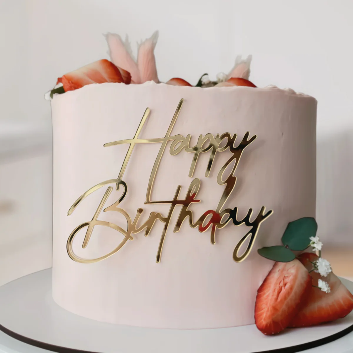 New Side Acrylic Happy Birthday Cake Toppers Gold Silver Children Party  Cake Toppers Dessert Decoration Baby Shower Baking Gift - AliExpress