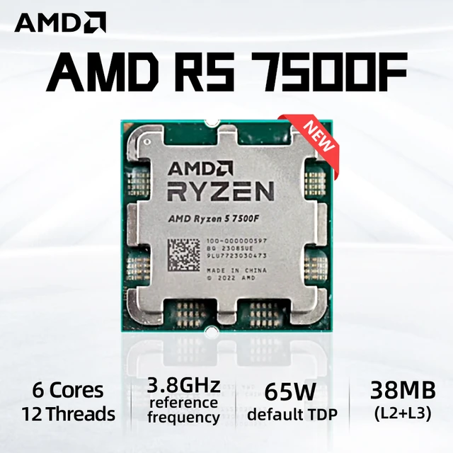 NEW AMD Ryzen 5 7500F R5 7500F 3.7GHz 6-Core 12-Thread CPU Processor 5NM  L3=32M 100-000000597 Socket AM5 Origin - AliExpress