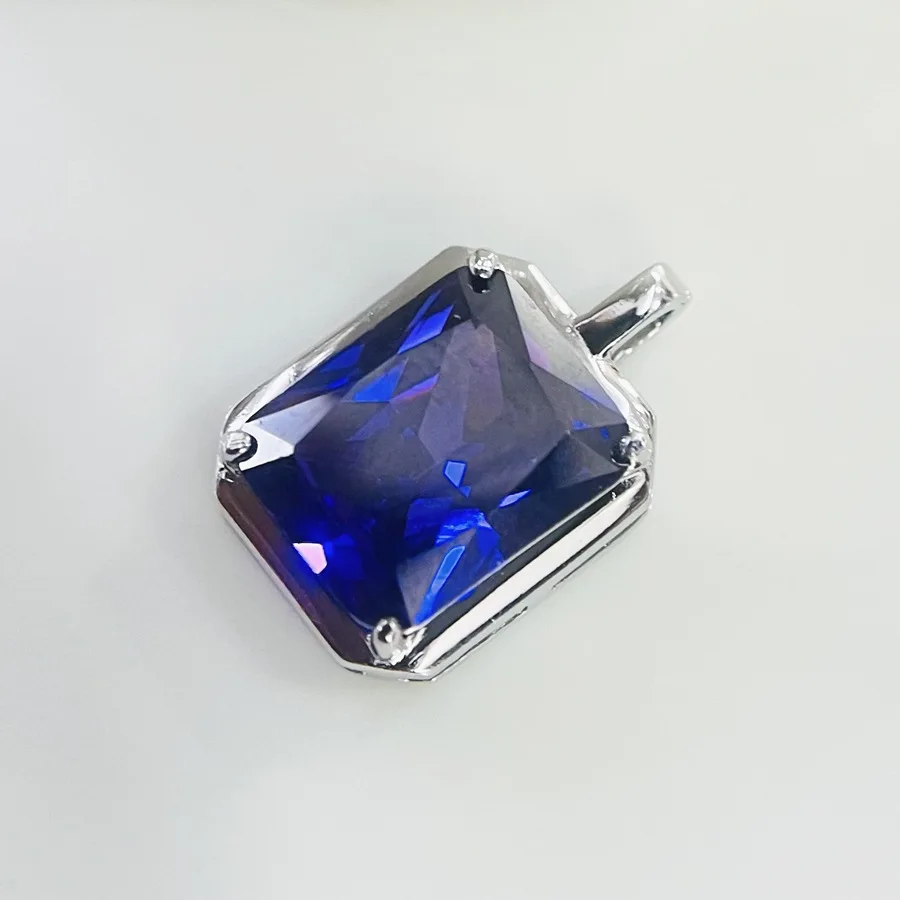 925 Sterling Silver Stone Pendant Chain Light Blue Yellow Crystal Necklace for Women Party Fine Jewelry Collarbone Chain