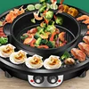 3 in 1 Electric Hot Pot BBQ Grill 2300W Multifunction Portable Home Non-Stick Split Pot Smokeless Skillet Barbecue Pan 5