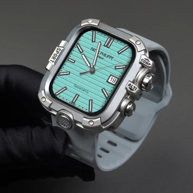Sleek PC+Metal Apple Watch Protective Case with Screen Guard