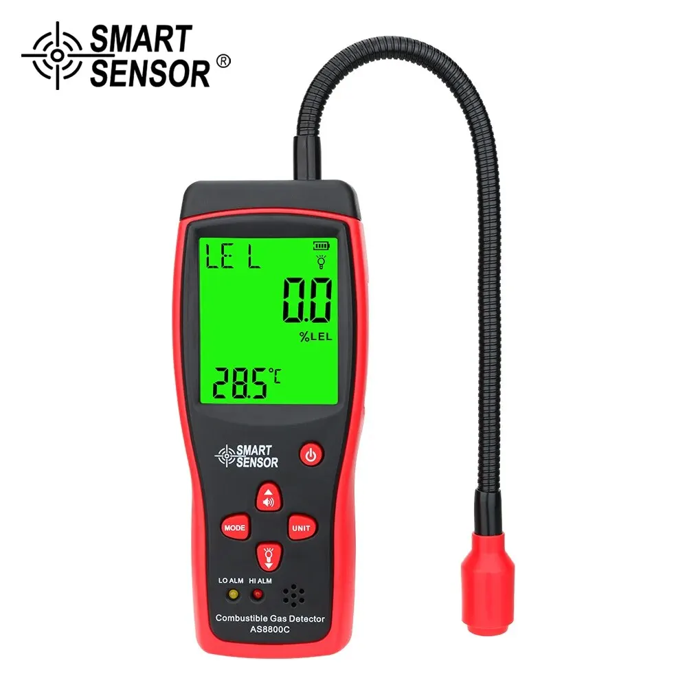 Portable Gas Leak Detector 0-10000PPM Sound & Light Alarm Combustible Flammable Natural Methane Gas