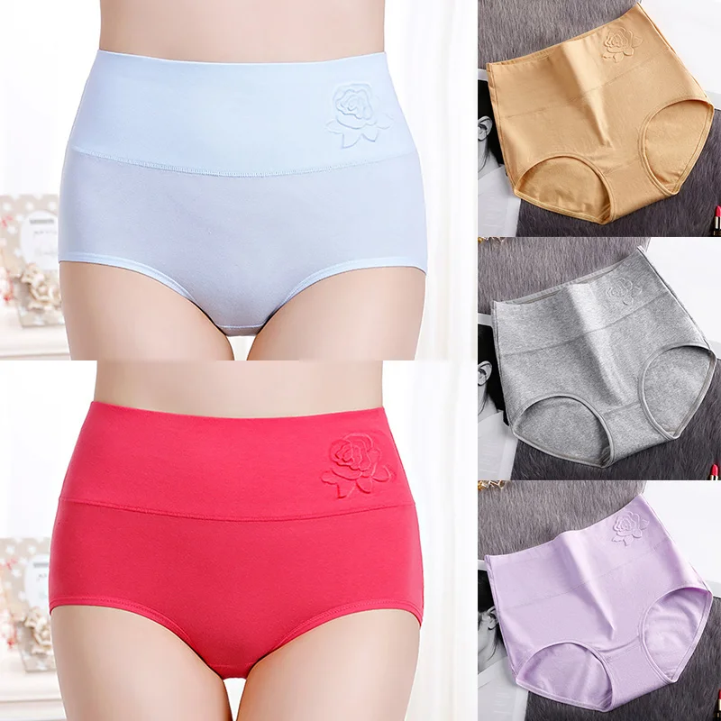 Cotton Women's Panties Elastic Soft Large Size XXXL Embossed