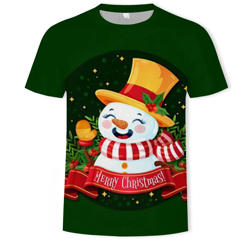 New Tide Summer Fashion Christmas Pictures T-shirts Casual Print Tees Hip Hop Personality Round Neck Short Sleeve Tops