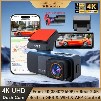 Plinader Dash Cam 4K Ultra HD Lens Car Dashboard Camera Built-in GPS Wifi & APP Control 24H parking monitoring Loop recording 1