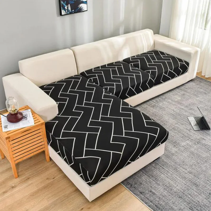 Elastic Sofa Covers for Living Room, Geometric Couch Cover, Pets Corner, L Shaped, Chaise Longue, Slipcover, 1Pc