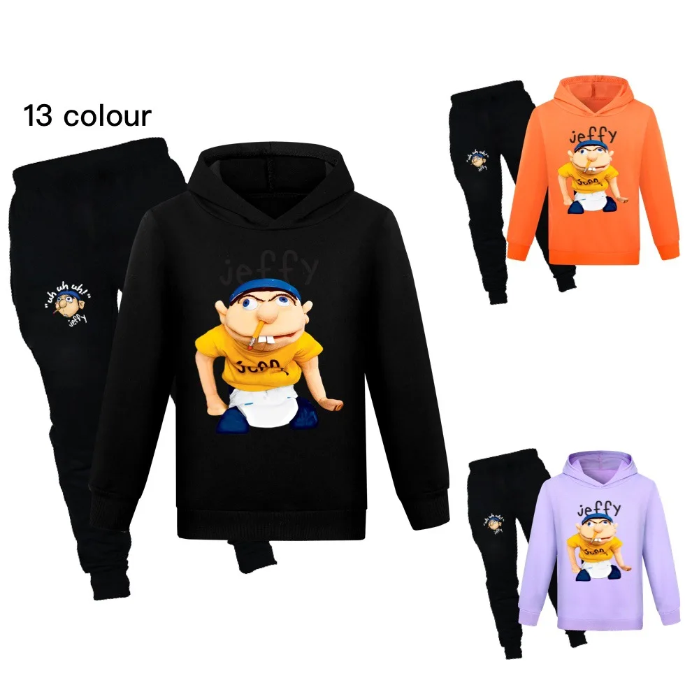 

Anime Jeffy Puppet Clothes Kids Pullover Sweatshirts+Pants 2pcs Sets Boys Cartoon Tracksuit Children Clothing Baby Girls Outfits