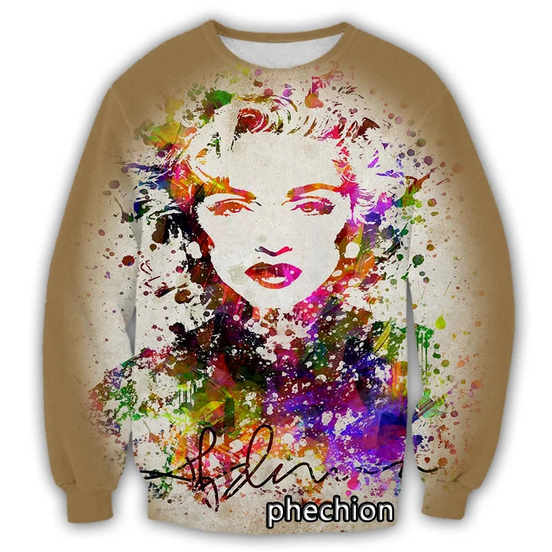 

phechion New Men/Women Singer Madonna 3D Print Casual Sweatshirt Men Fashion Streetwear Loose Sporting Sweatshirt D123