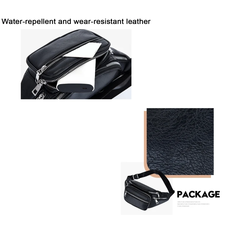 Multi Zipper Pockets Fanny Pack Lightweight Adjustable Strap Hip Waist Bag