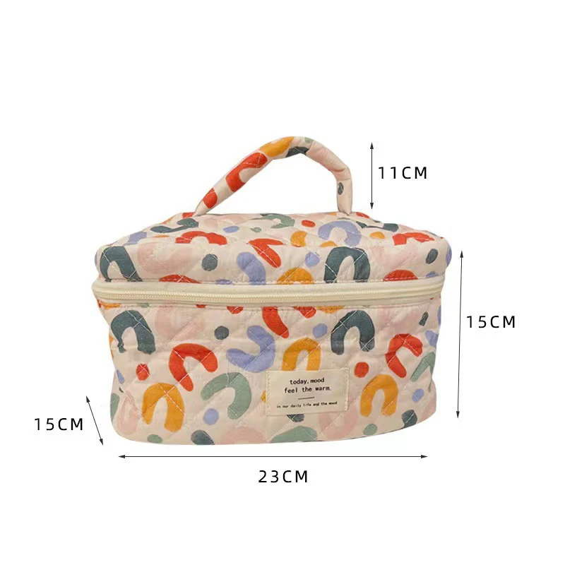 Portable Diaper Bag Fresh Cute Makeup Bag Pastoral Cotton Cloth Large Capacity Portable Storage Bag Washing and Organizing Bag images - 6