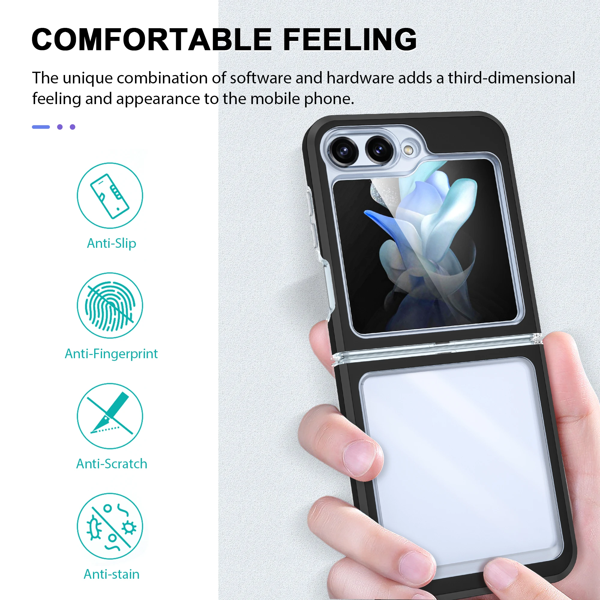 

Simple Ultra-thin Acrylic Transparent Phone Case For Samsung Galaxy Z Flip 5 All-inclusive Shock Proof Folding Protective Cover