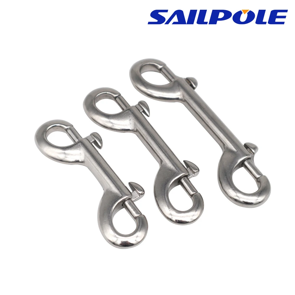 Heavy-Duty Stainless Steel Double End Bolt Snap Hook Clip - Durable Marine-Grade Eye Hook for Outdoor and Boating Use