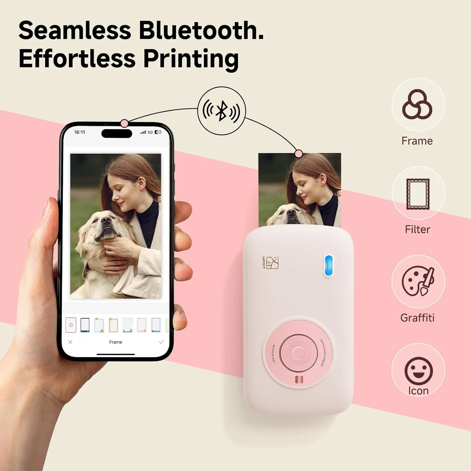 300dpi CP2100 휴대용 포토 프린터 휴대용 미니 컬러 블루투스 무선 연결 여행용 모바일 프린터 영구 보관