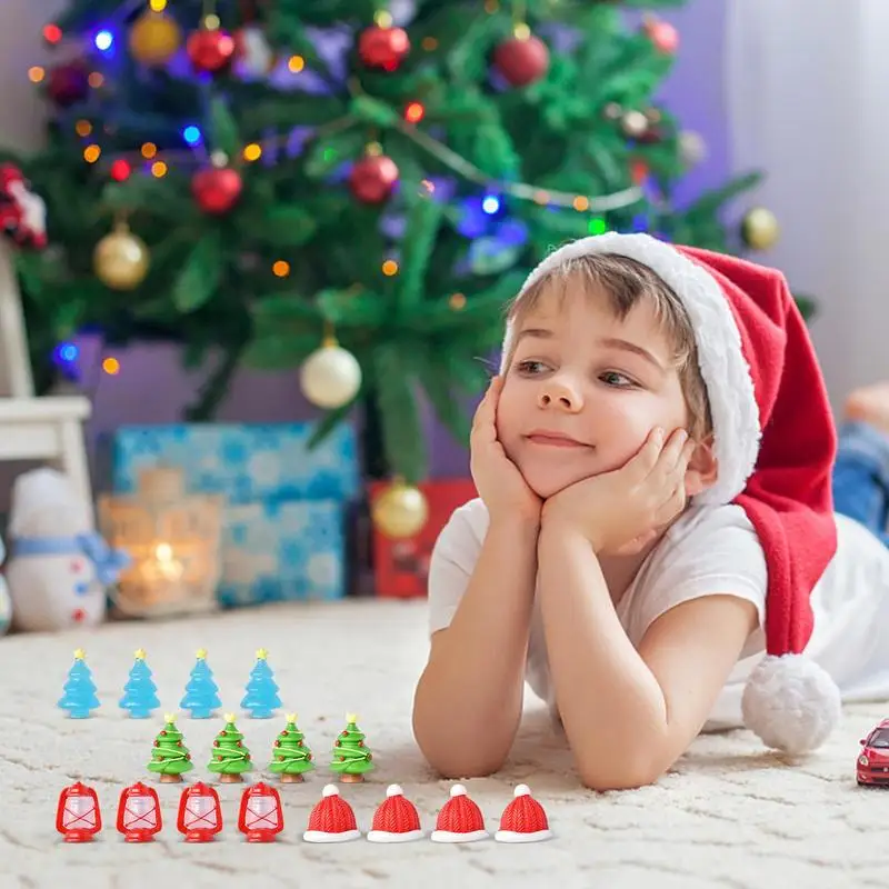 

Christmas Miniature Figurines 48pcs Moss Micros Landscape Ornaments Resin Miniature Snowman Christmas Hats Kerosene Lamps