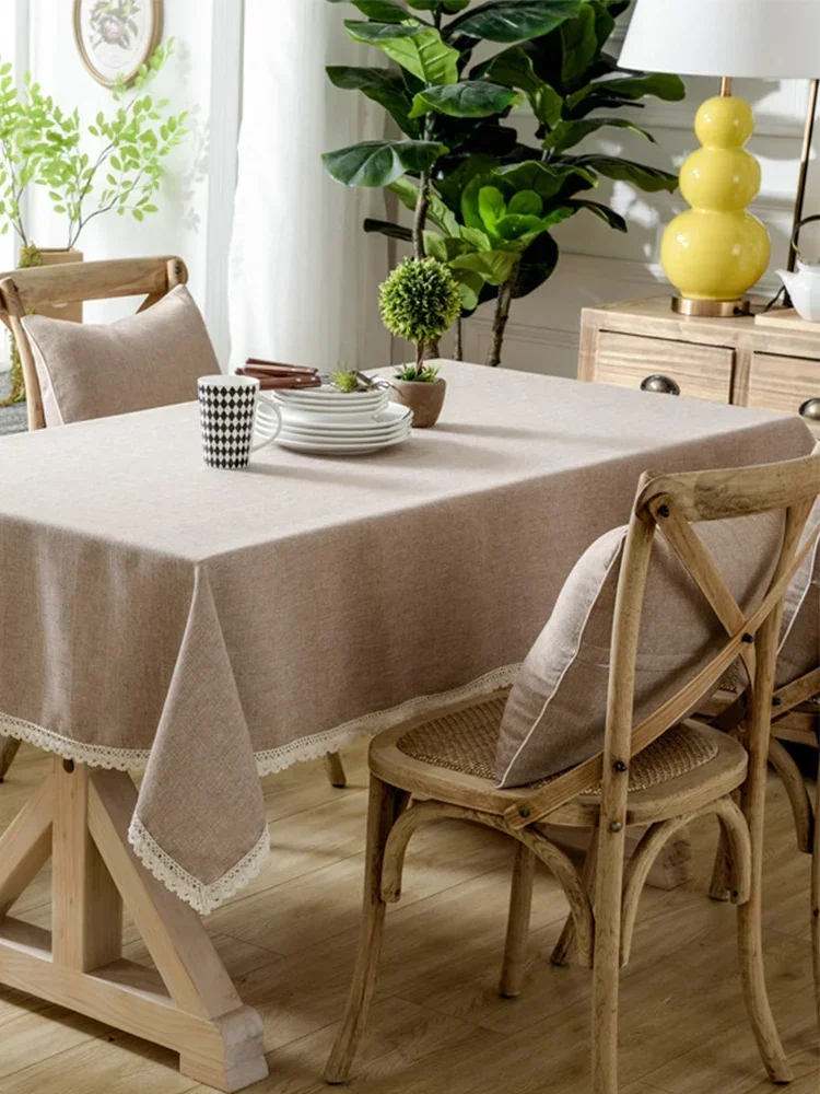 

Table Cover Table Cloth Dining Tablecloth Solid Color Tablecloth Rectangle Cotton Linen Decoration Banquet Dining Table Cover