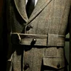 Men's Tweed Norfolk Jacket Safari Style Vintage England Suit 5