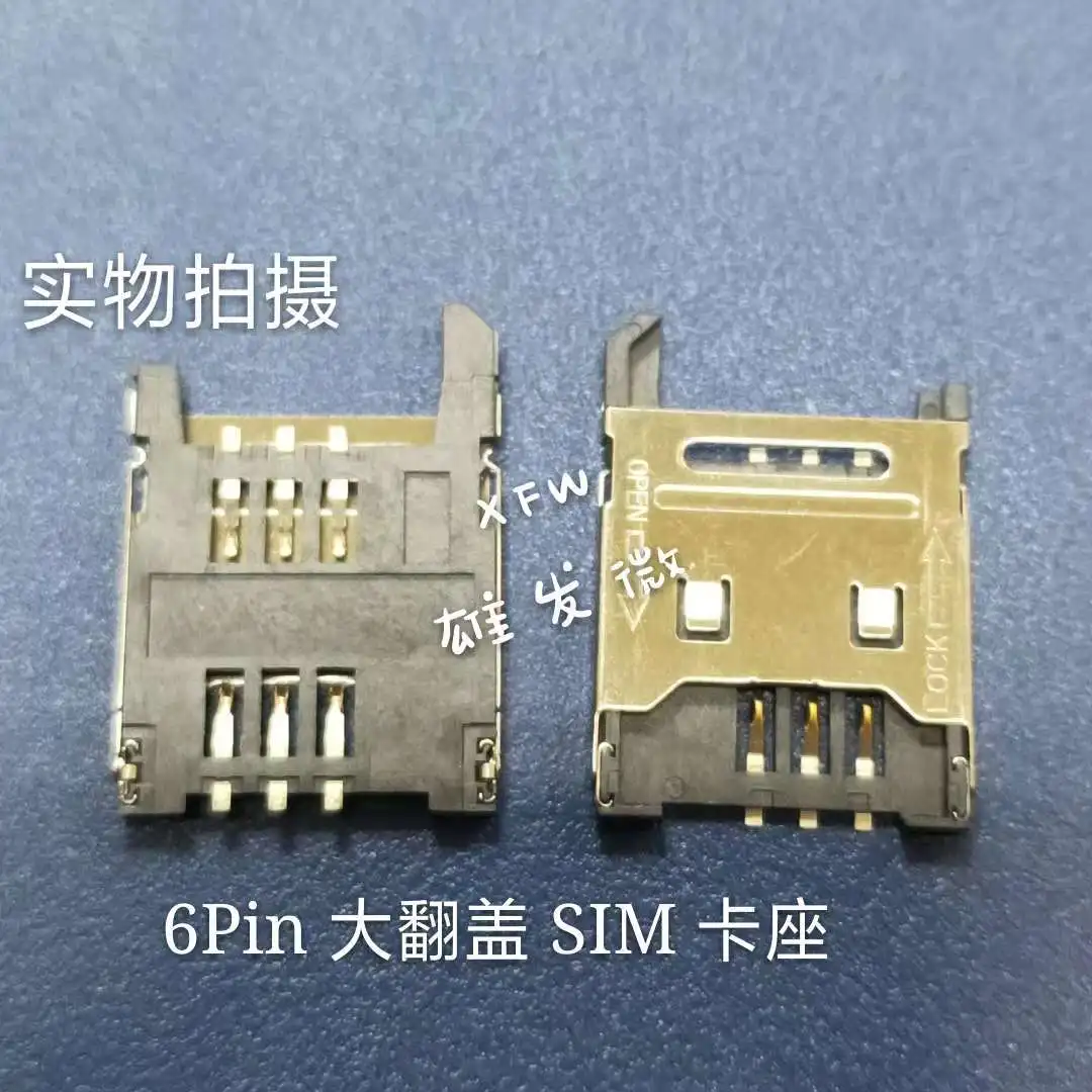 30 Pz Originale Nuovo Grande Copertura In Ferro Porta Scheda Sim Connettore Porta Scheda Sim 6Pin Flip Sim Card Holder Flip