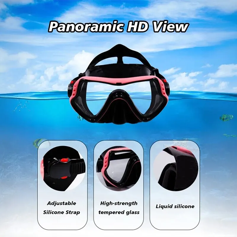 Diving Mask Snorkel Swim Goggles with Nose Cover Adult