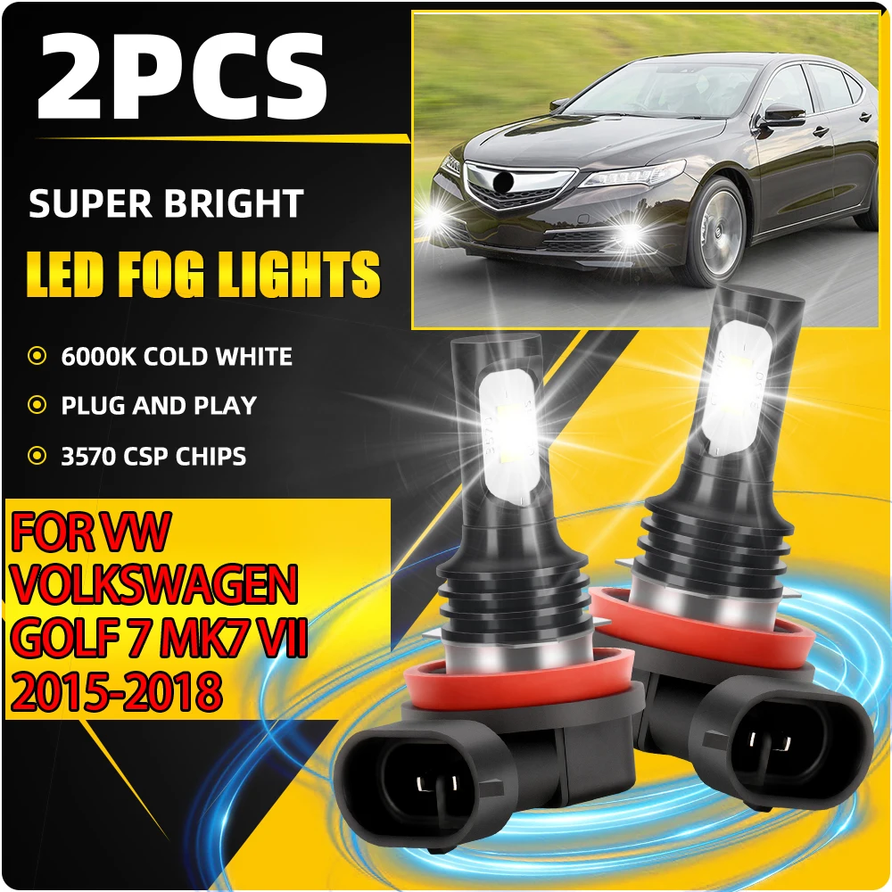 2Pcs H8 H9 H11 Auto Fog Lamps 20000LM High Power LED Front Fog Lights 90W For VW Volkswagen Golf 7 MK7 VII 2015