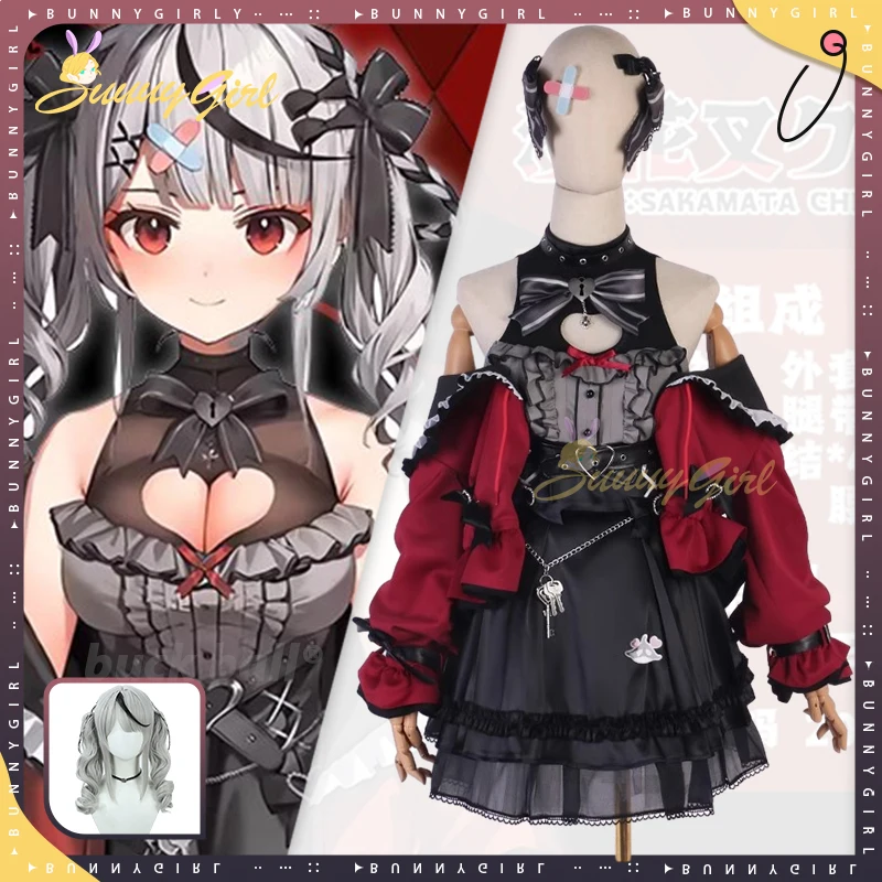 

Vtuber Sakamate Chole Косплей Костюм Hololive Sakamate Chole Косплей Костюм Готическая Лори ветер юбка Хэллоуин подарки