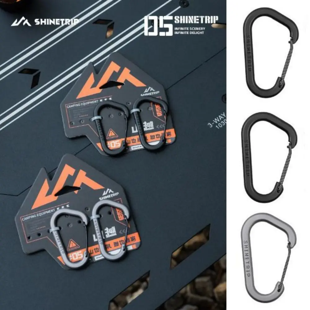 2pcs Stainless Steel Spring Snap Hook Black/Grey Safety D-shaped Connection Buckle Carabiner Metal Small Tool Storage