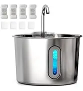 HAJXM Cat Water Fountain, 74oz/2.2L Cat Fountain for Drinking - Pet Water Fountain Stainless Stee...