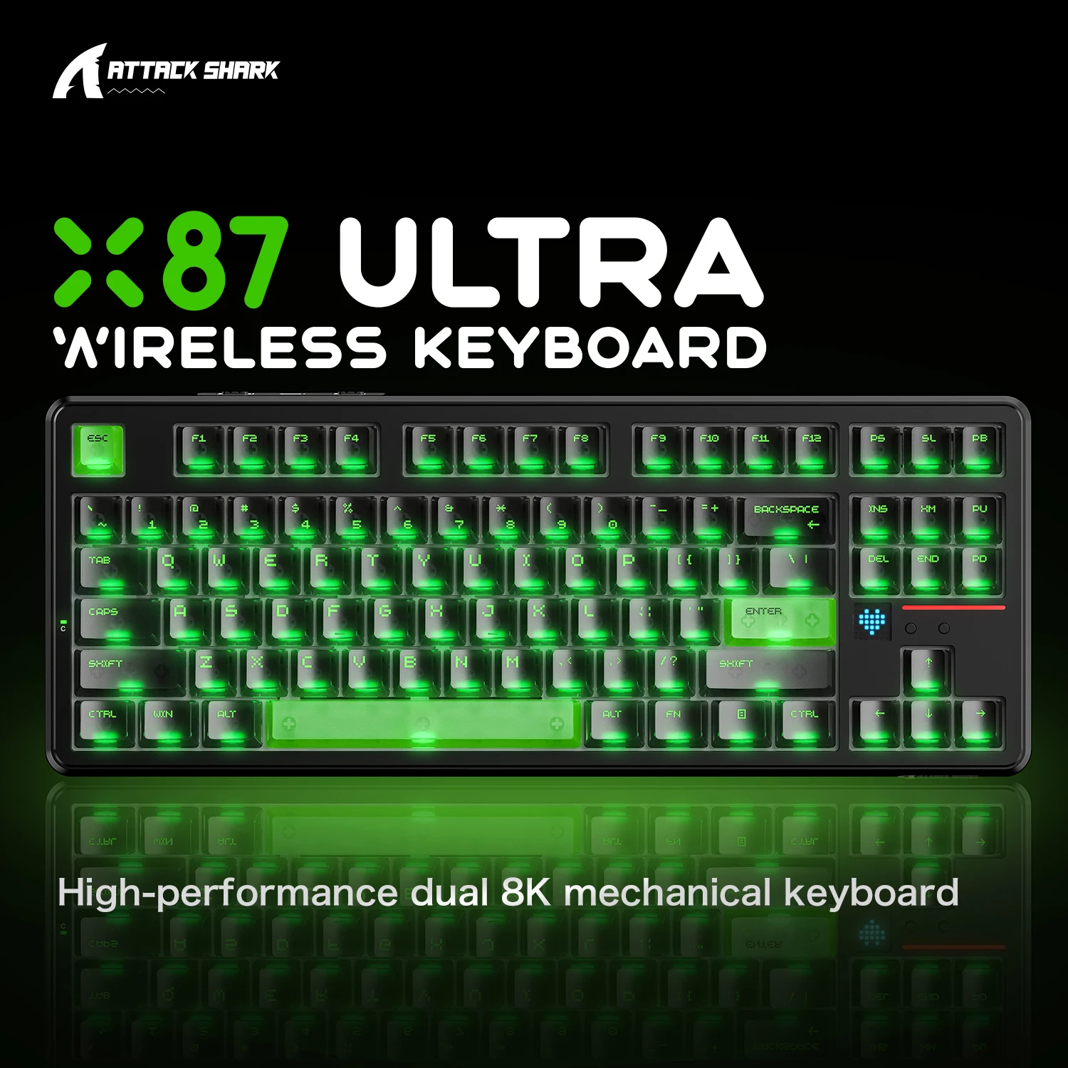 ATTACK SHARK X87 ULTRA 무선 기계식 키보드-듀얼 8K 폴링 레이트 10000mAh 배터리 0.125ms 빠른 반응 핫스왑 가능