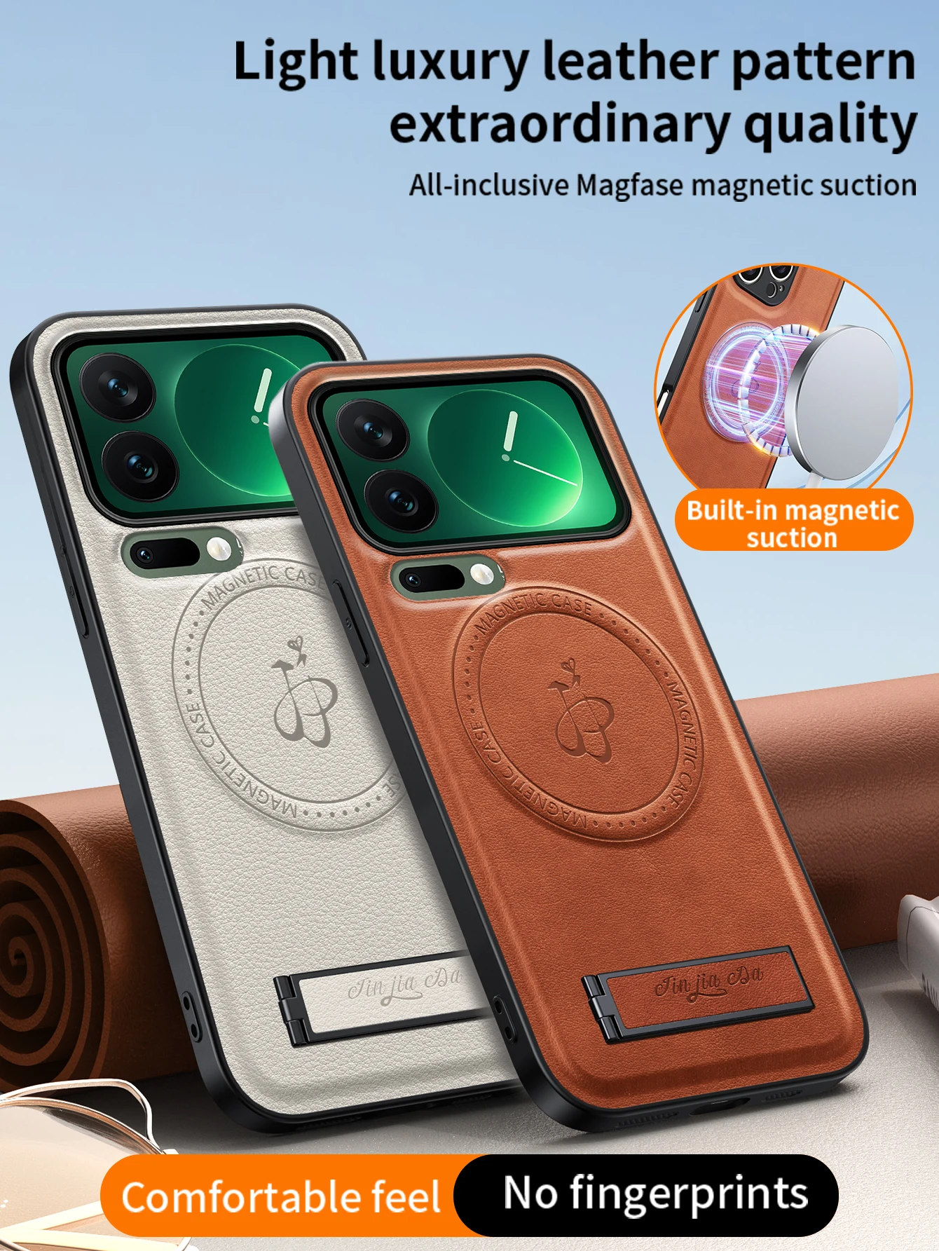 Magnetic Leather Stand Case with Camera Protection and Holder Cover